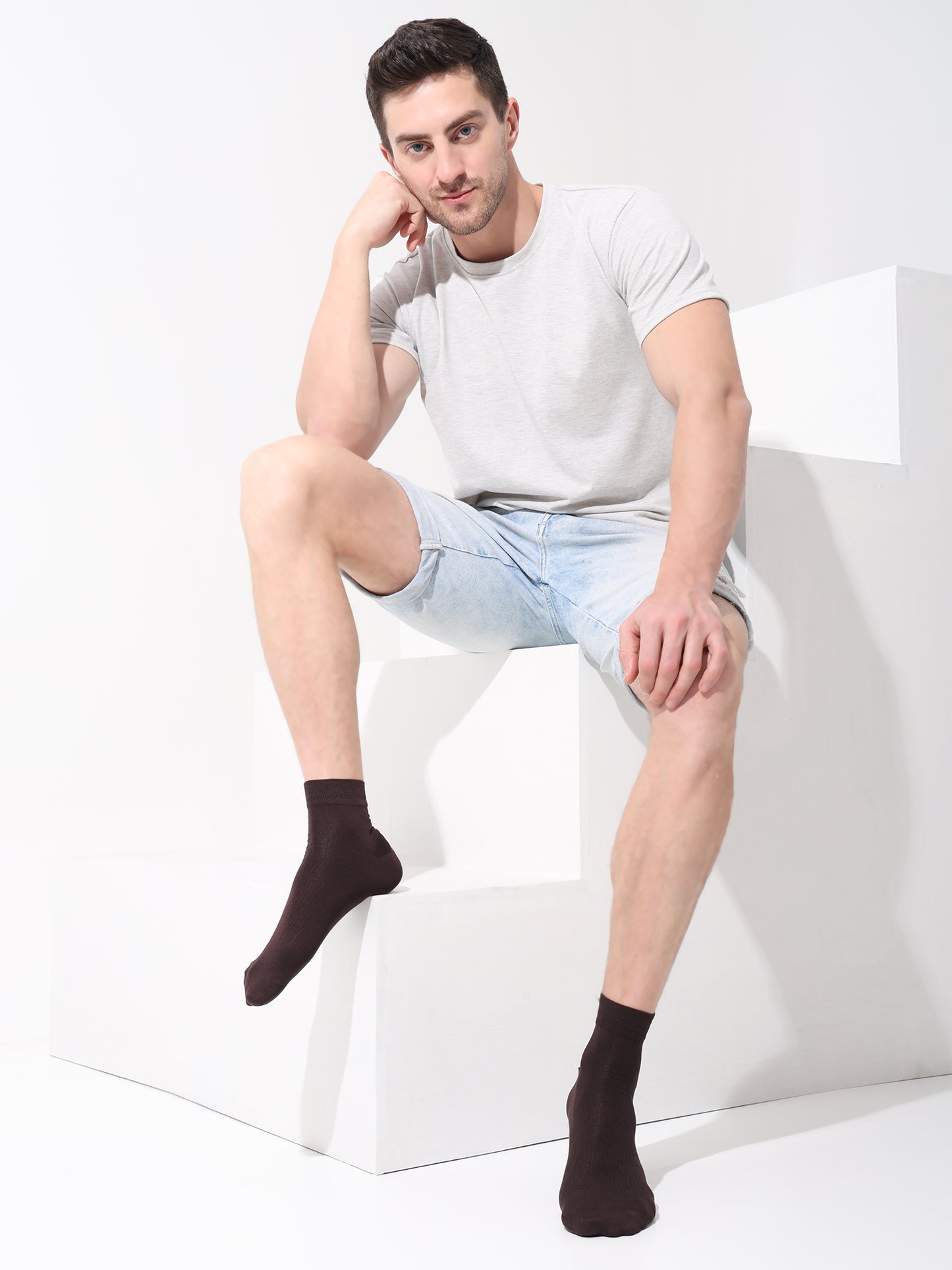 Naturefab Men's Bamboo Ankle Length socks Dark Oak (Pack of 3)