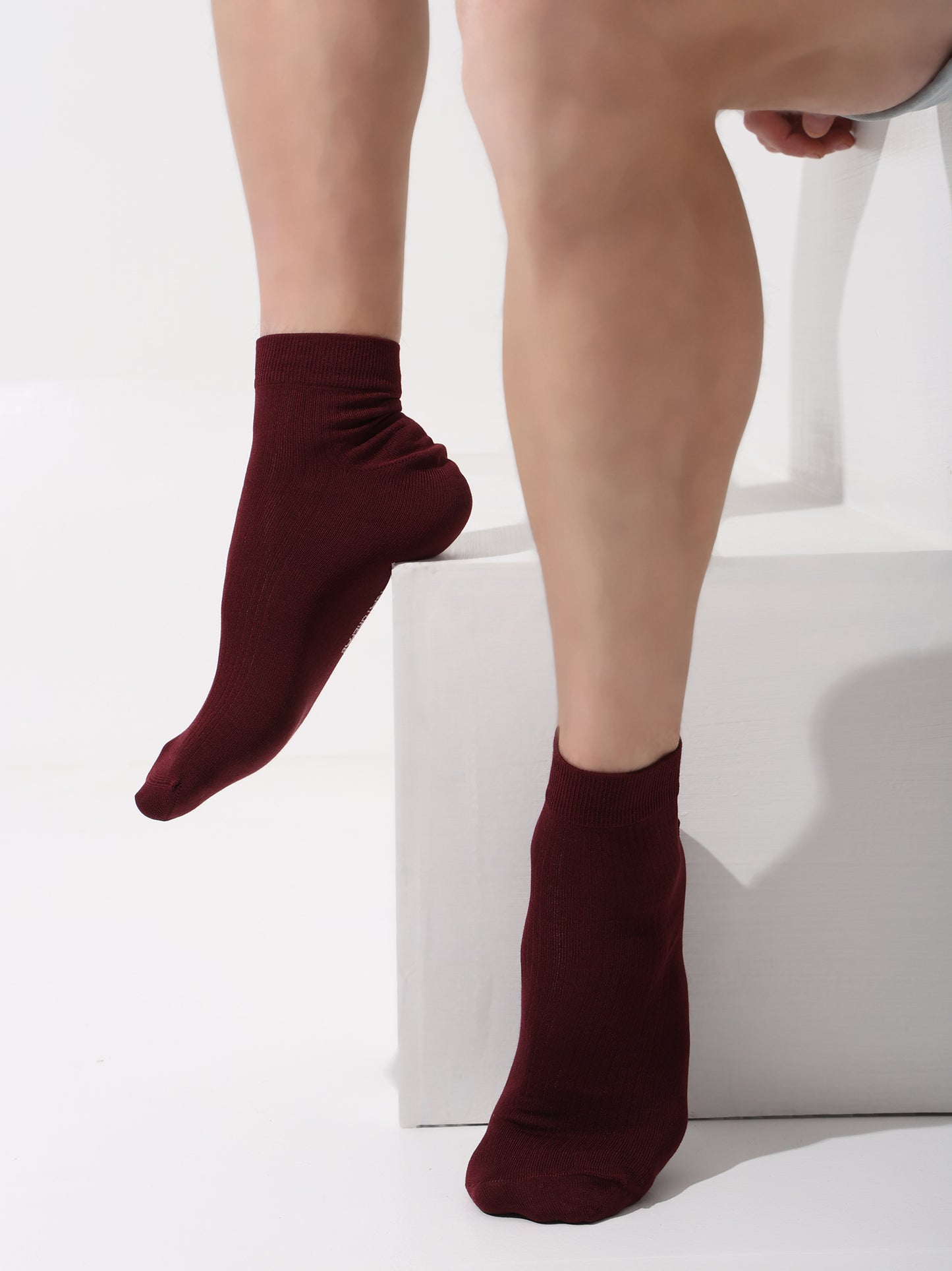Naturefab Men's Bamboo Ankle Length socks Dark Cherry (Pack of 3)