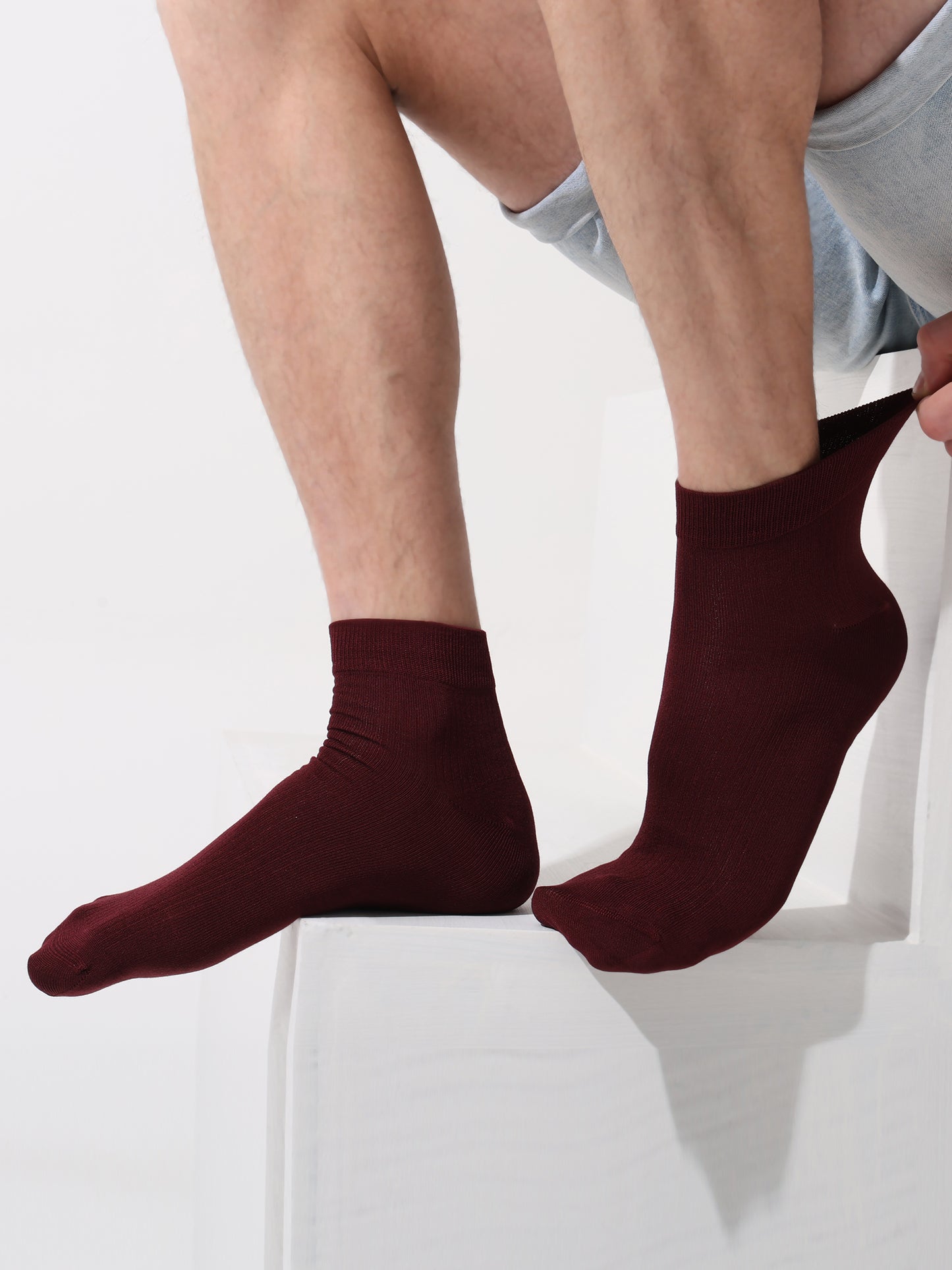 Naturefab Men's Bamboo Ankle Length socks Dark Cherry (Pack of 3)