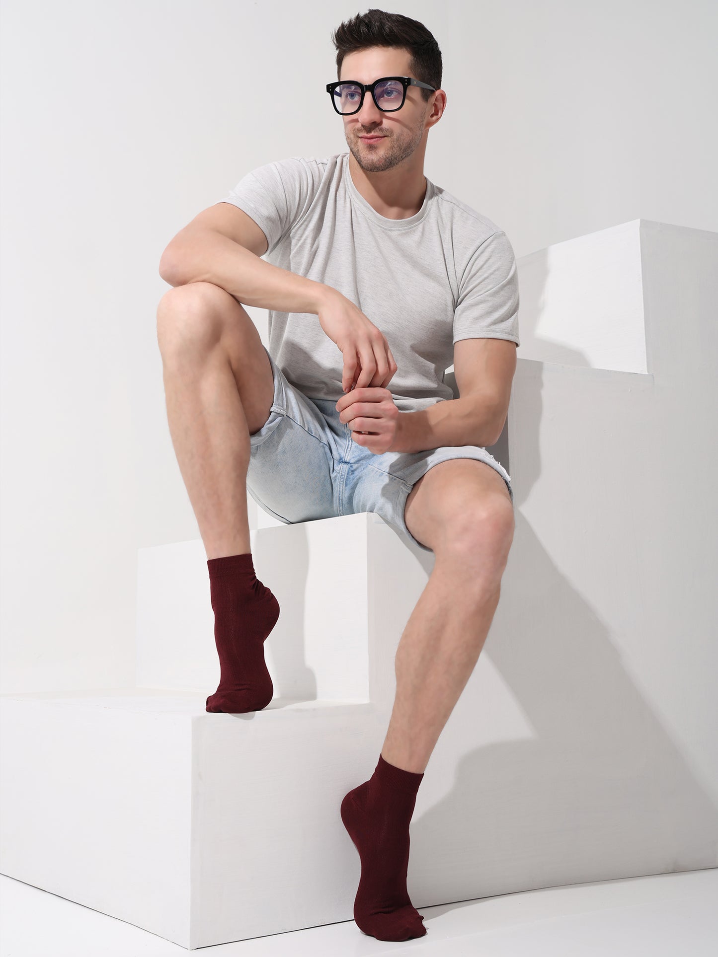 Naturefab Men's Bamboo Ankle Length socks Dark Cherry (Pack of 3)