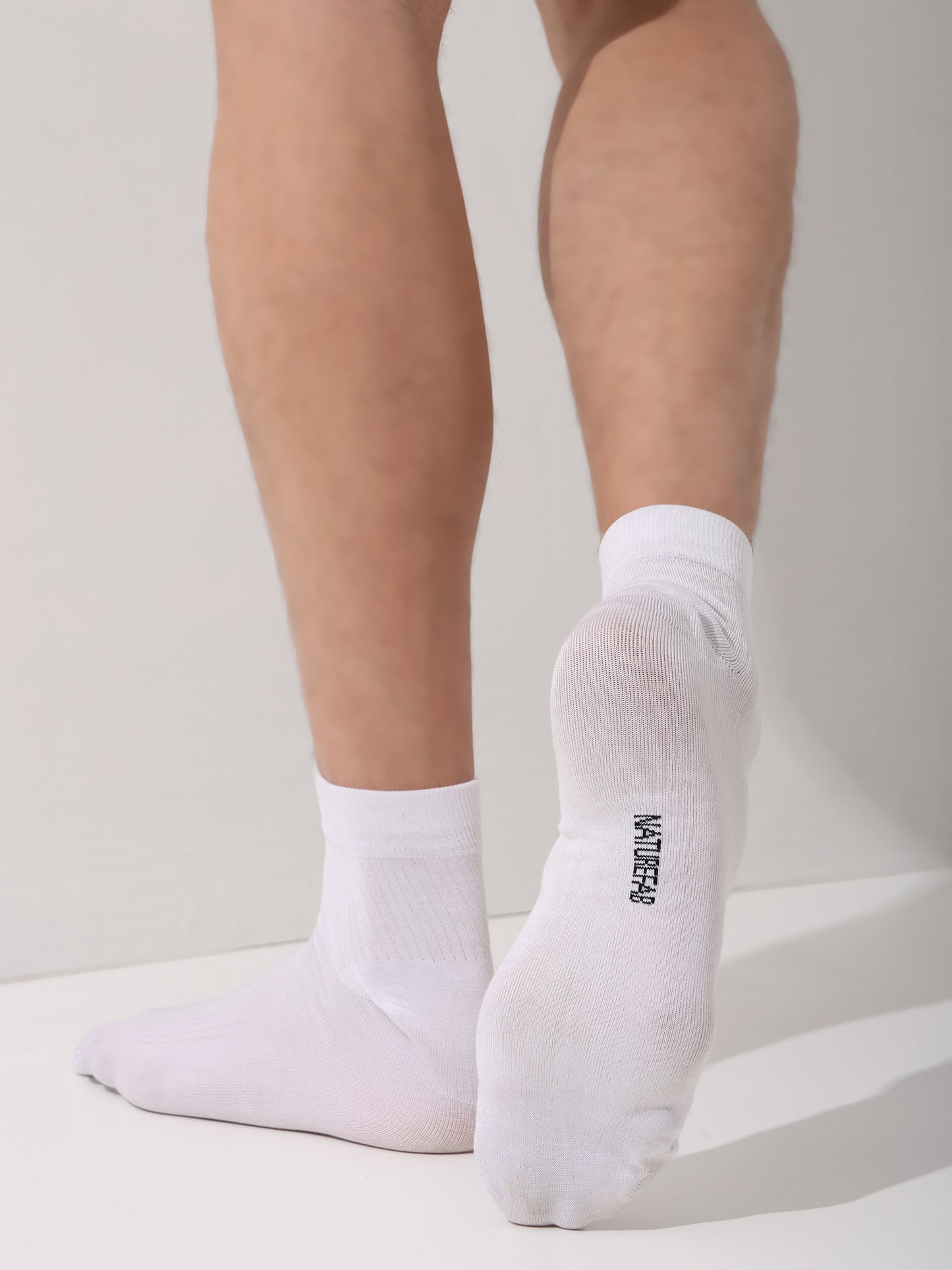 Naturefab Men's Bamboo Ankle Length socks White (Pack of 3)