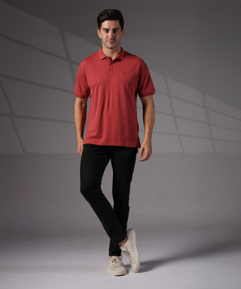 Naturefab Men’s Organic Bamboo Polo Tshirt Earth Red