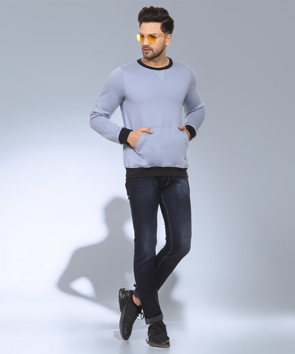 Naturefab Herren Bio-Bambusfleece-Sweatshirt Blau (Schwarz)
