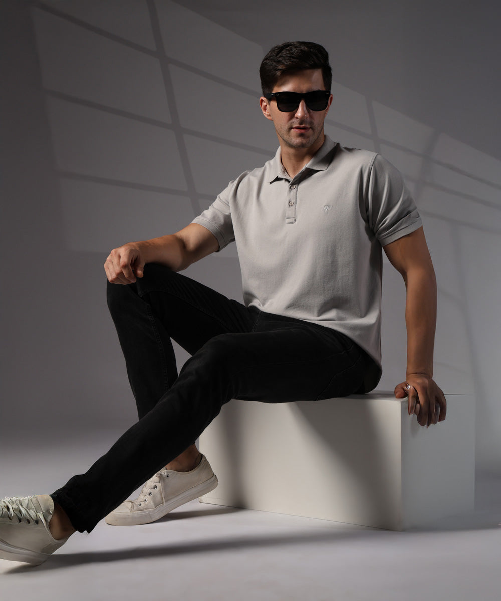 Naturefab Men’s Organic Bamboo Polo Tshirt Grey