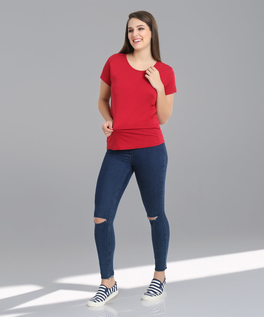Naturefab Women's Organic Bamboo Tshirt Maroon