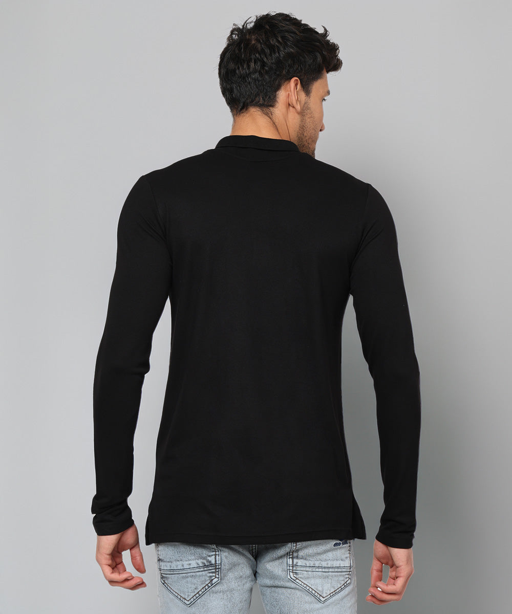 Naturefab Herren Bio-Bambus Langarm-Poloshirt Schwarz