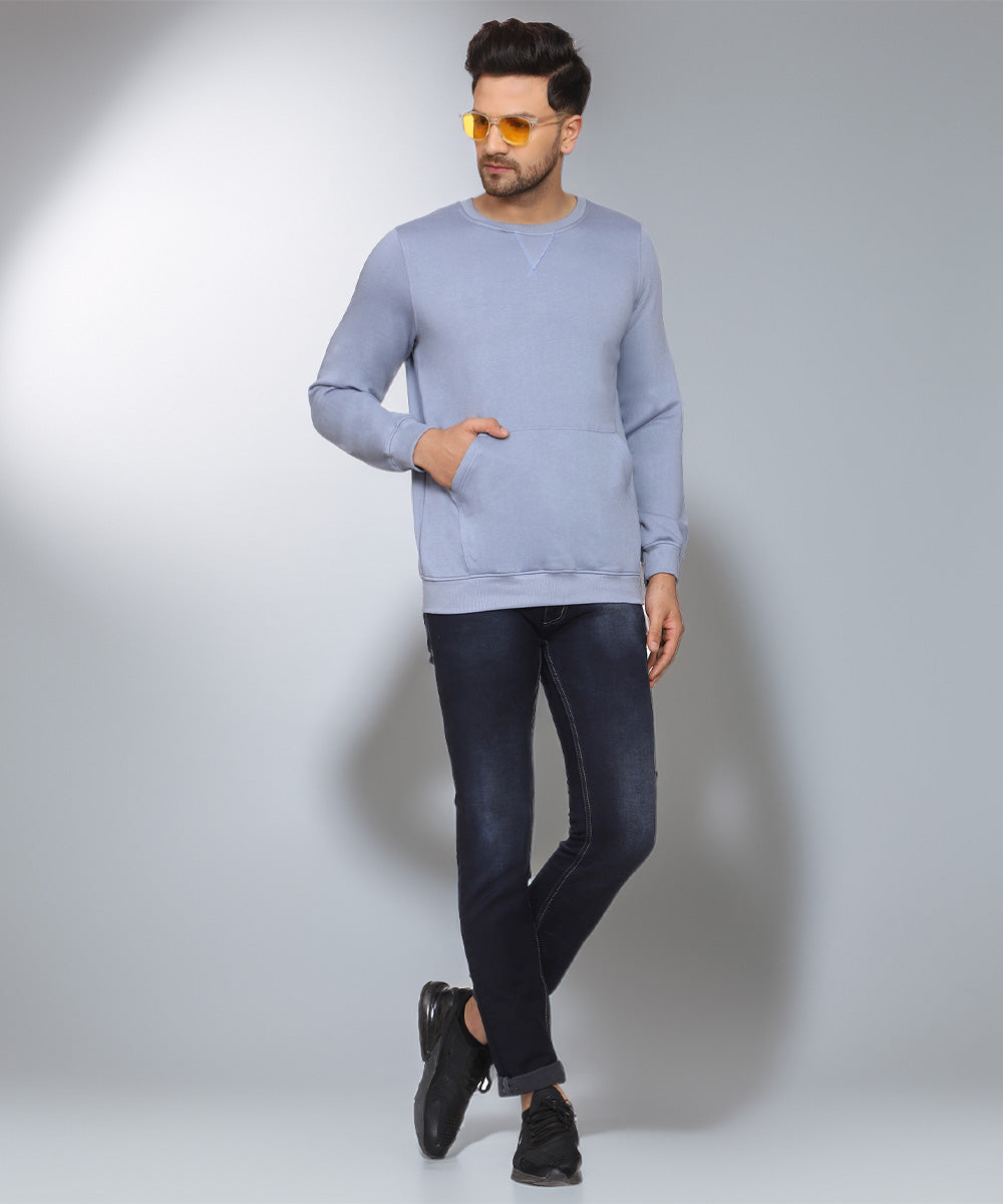 Naturefab Men's Organic Bamboo fleece Sweatshirt Blue