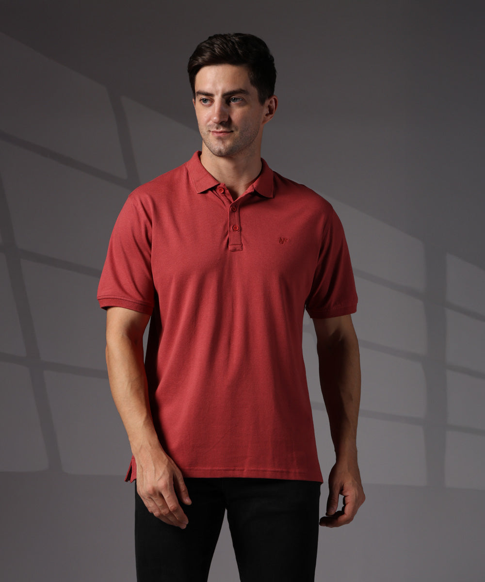 Naturefab Men’s Organic Bamboo Polo Tshirt Earth Red