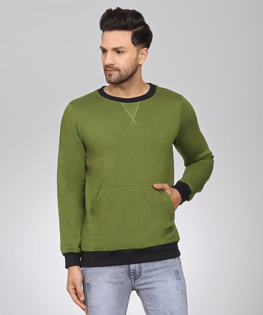 Naturefab Men's Organic Bamboo fleece Sweatshirt Green (Black)