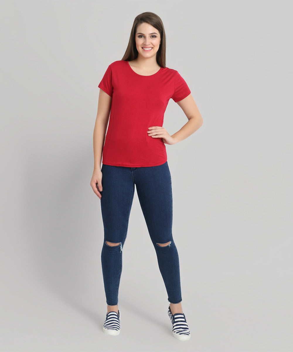 Naturefab Women's Organic Bamboo Tshirt Maroon