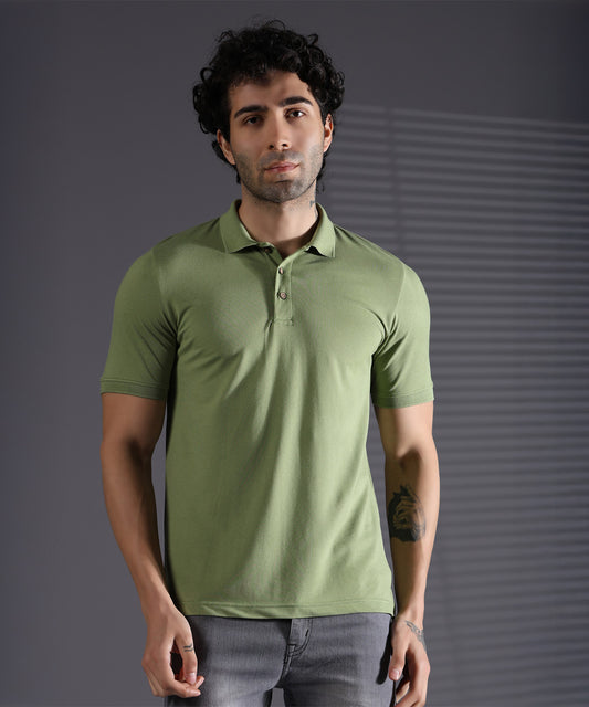 Naturefab Men’s Organic Bamboo Polo Tshirt Environment Green