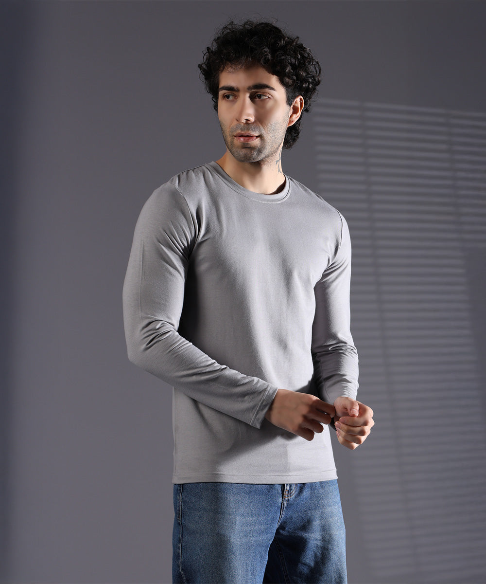 Naturefab Men's Organic Bamboo Full sleeve Terry Tshirt Grey