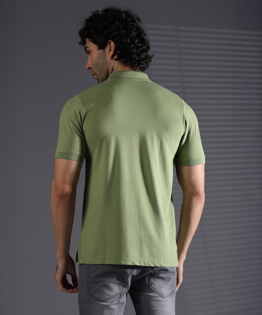 Naturefab Men’s Organic Bamboo Polo Tshirt Environment Green