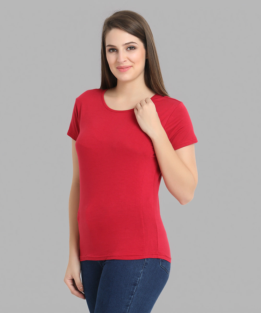 Naturefab Women's Organic Bamboo Tshirt Maroon