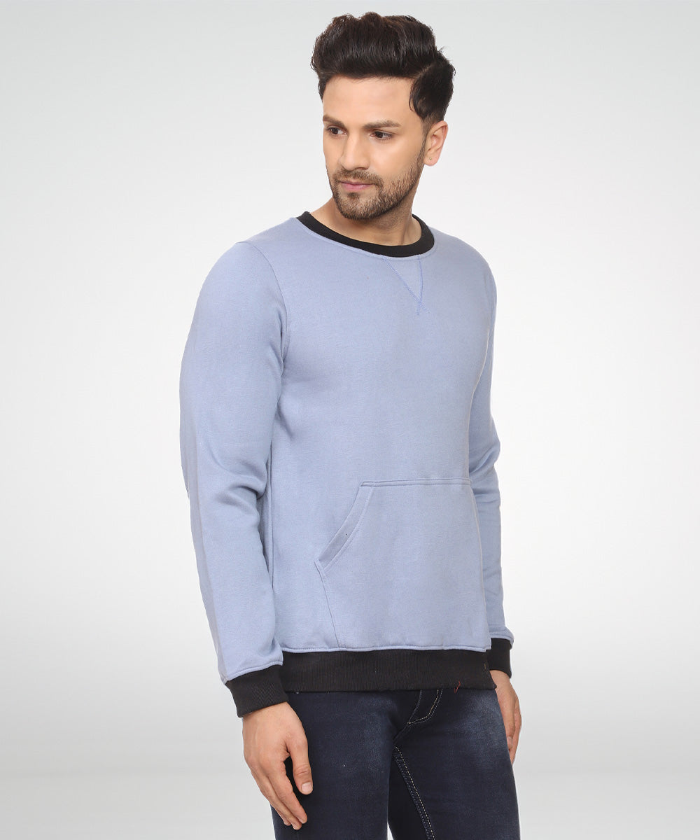 Naturefab Men's Organic Bamboo fleece Sweatshirt Blue (Black)