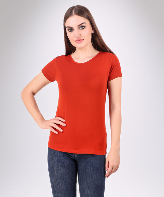 Naturefab Damen Bio Bambus T-Shirt Rot