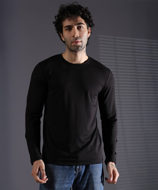 Naturefab Men's Organic Bamboo Full sleeve Terry Tshirt Black