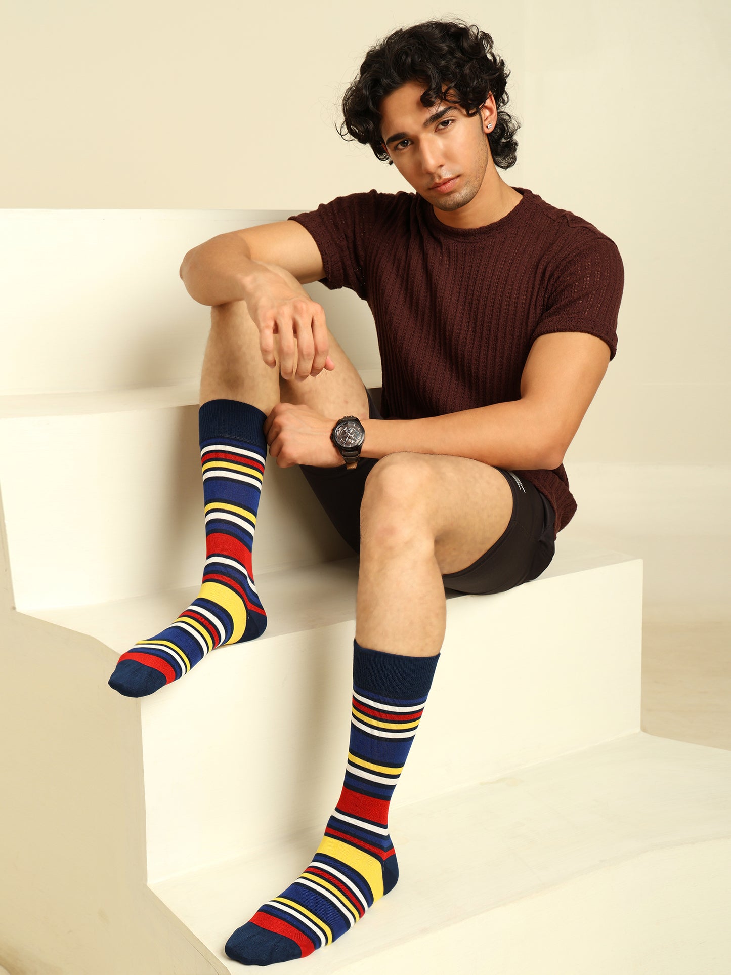 Naturefab Men's Bamboo Full Length socks Multicolour Stripes