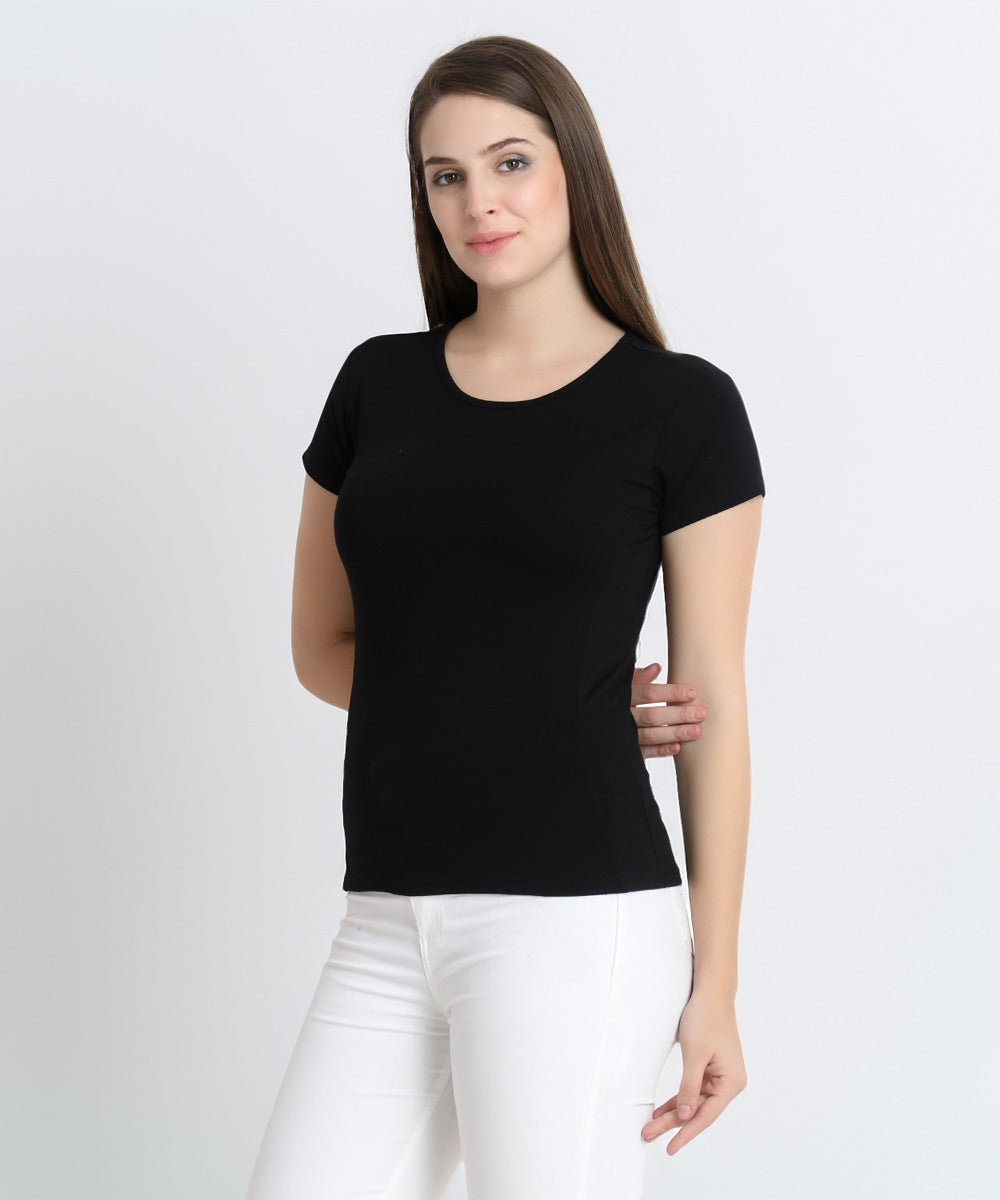 Naturefab Damen Bio-Bambus-T-Shirt Schwarz