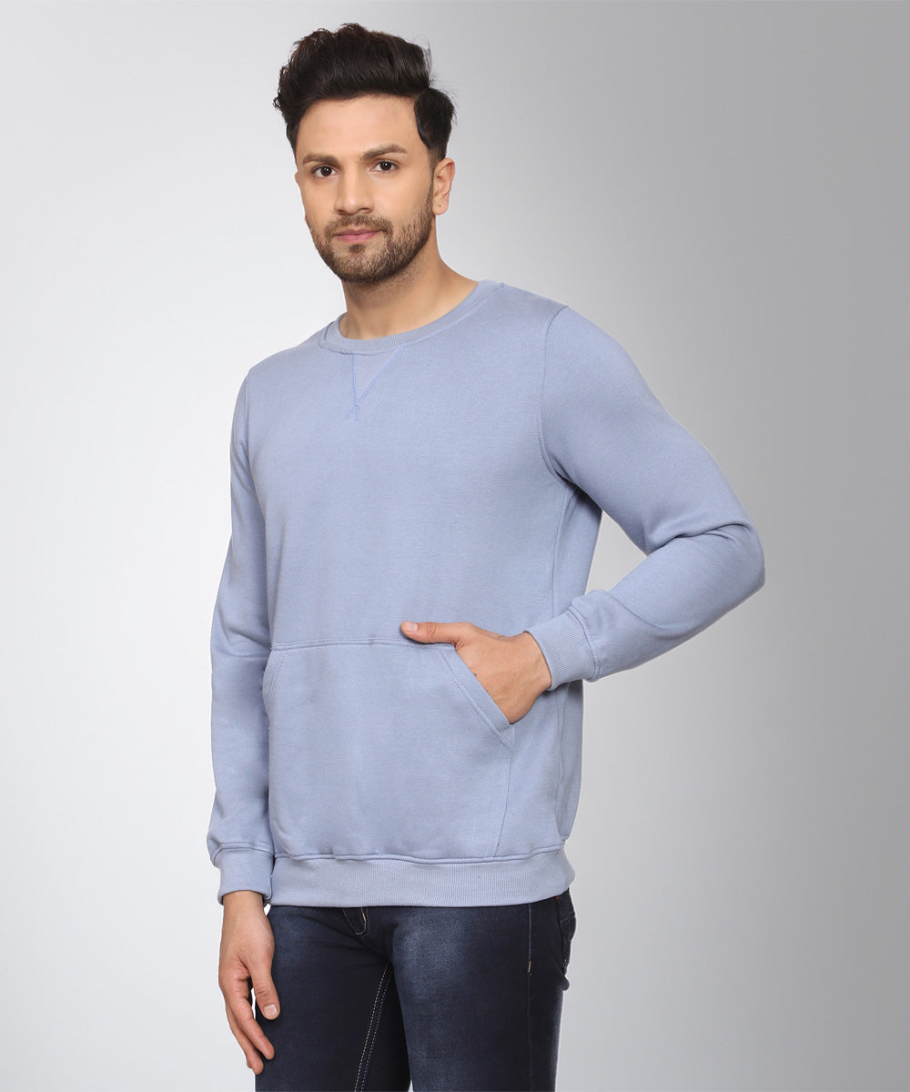 Naturefab Men's Organic Bamboo fleece Sweatshirt Blue