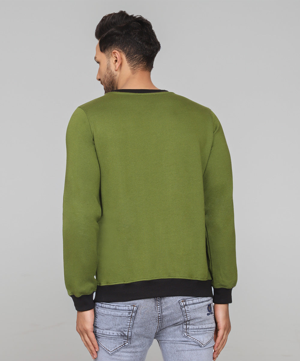 Naturefab Men's Organic Bamboo fleece Sweatshirt Green (Black)