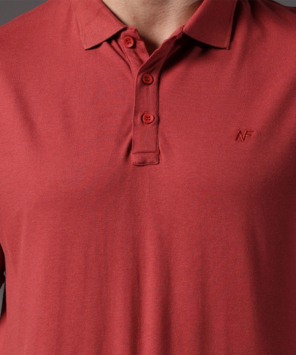 Naturefab Men’s Organic Bamboo Polo Tshirt Earth Red