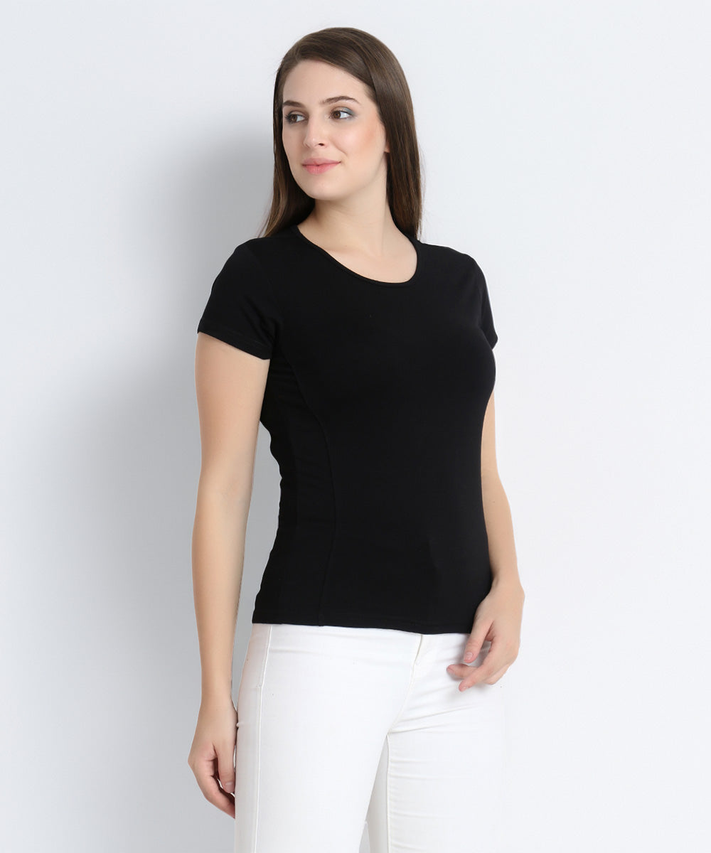 Naturefab Damen Bio-Bambus-T-Shirt Schwarz