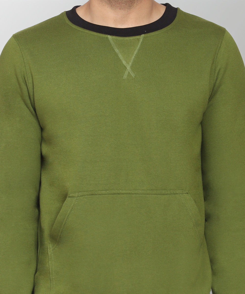 Naturefab Men's Organic Bamboo fleece Sweatshirt Green (Black)
