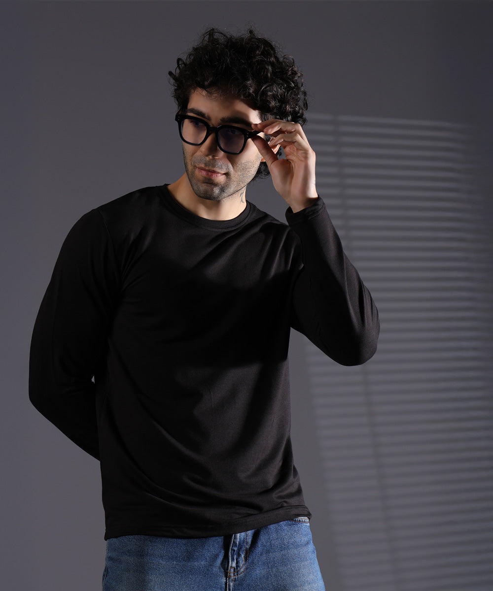 Naturefab Men's Organic Bamboo Full sleeve Terry Tshirt Black