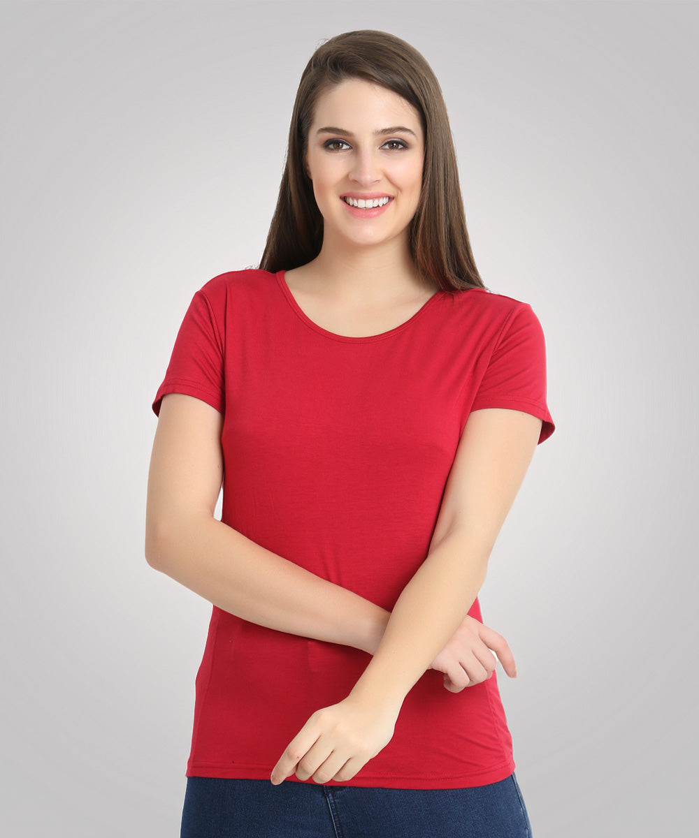 Naturefab Women's Organic Bamboo Tshirt Maroon