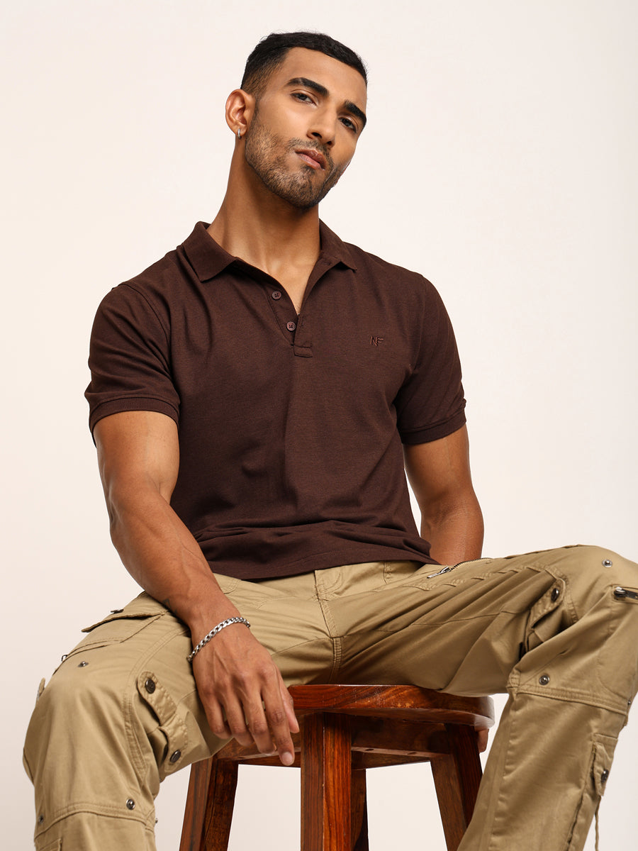 Naturefab Herren Bio-Bambus-Poloshirt Kaffee