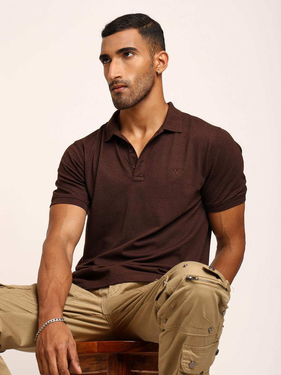 Naturefab Herren Bio-Bambus-Poloshirt Kaffee