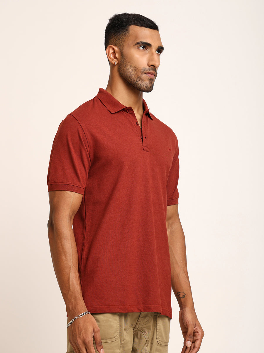 Naturefab Men’s Organic Bamboo Polo Tshirt Rust