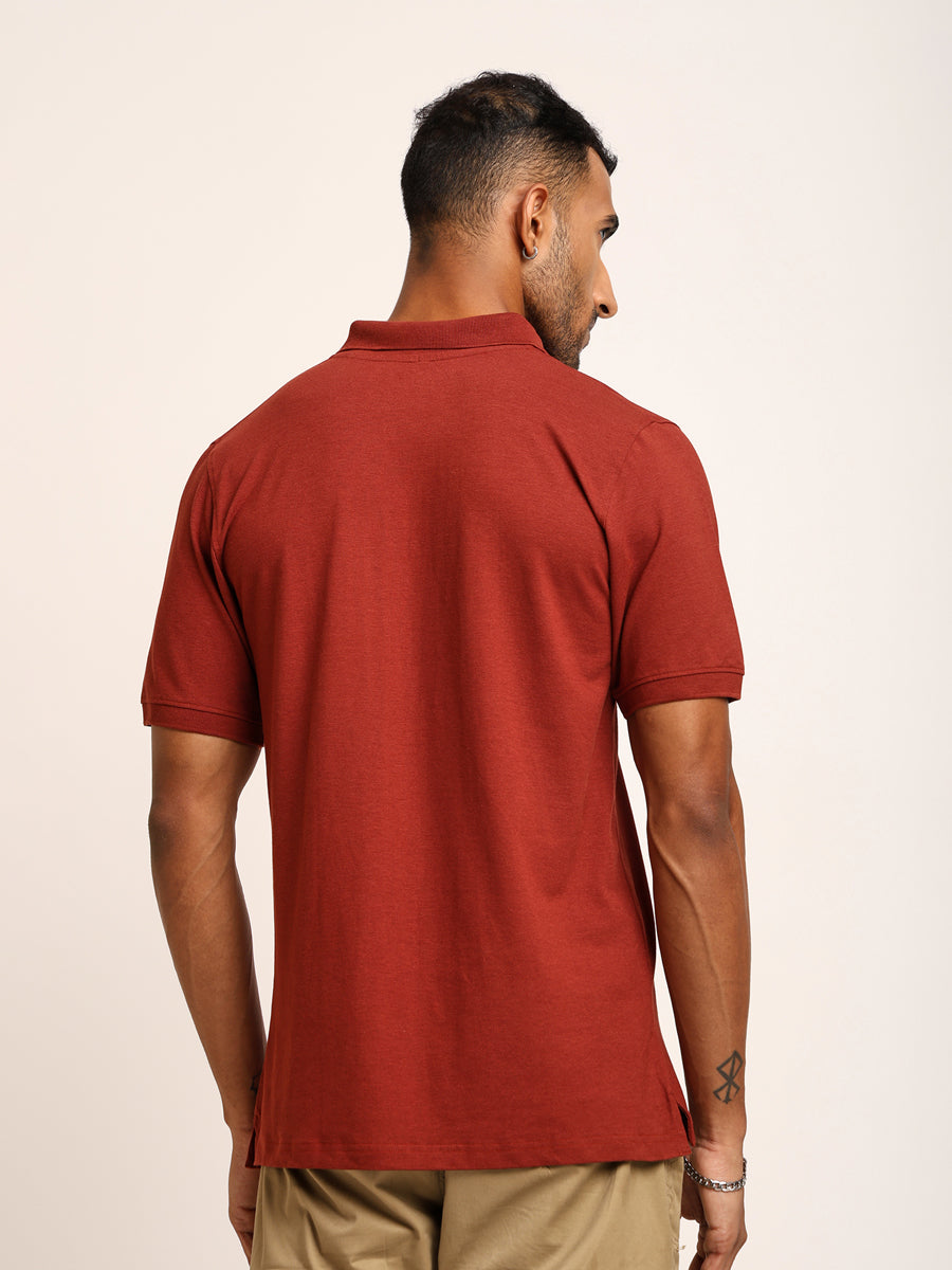 Naturefab Men’s Organic Bamboo Polo Tshirt Rust