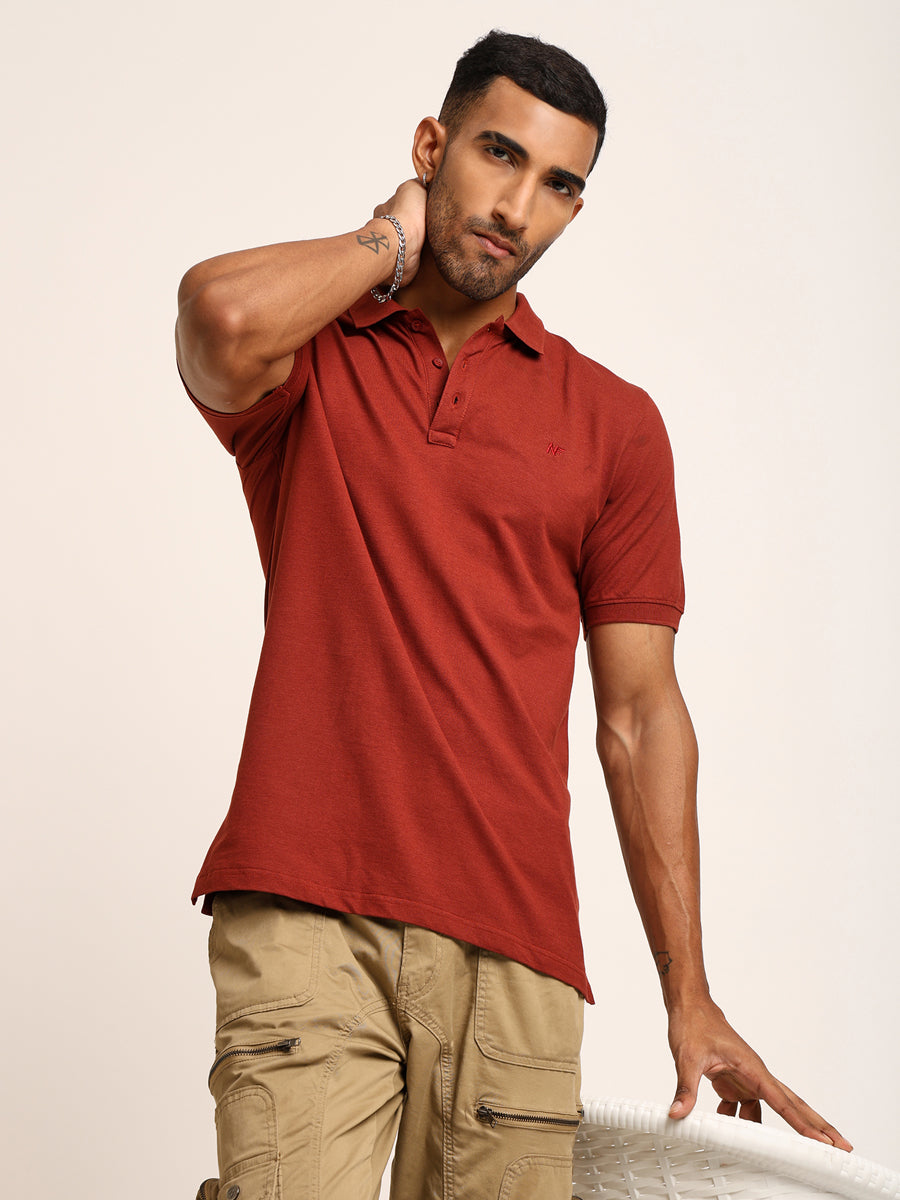 Naturefab Men’s Organic Bamboo Polo Tshirt Rust