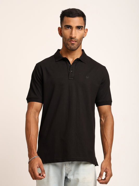 Naturefab Men’s Organic Bamboo Polo Tshirt Black