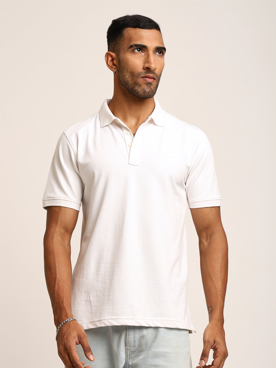 Naturefab Men’s Organic Bamboo Polo Tshirt Majestic White
