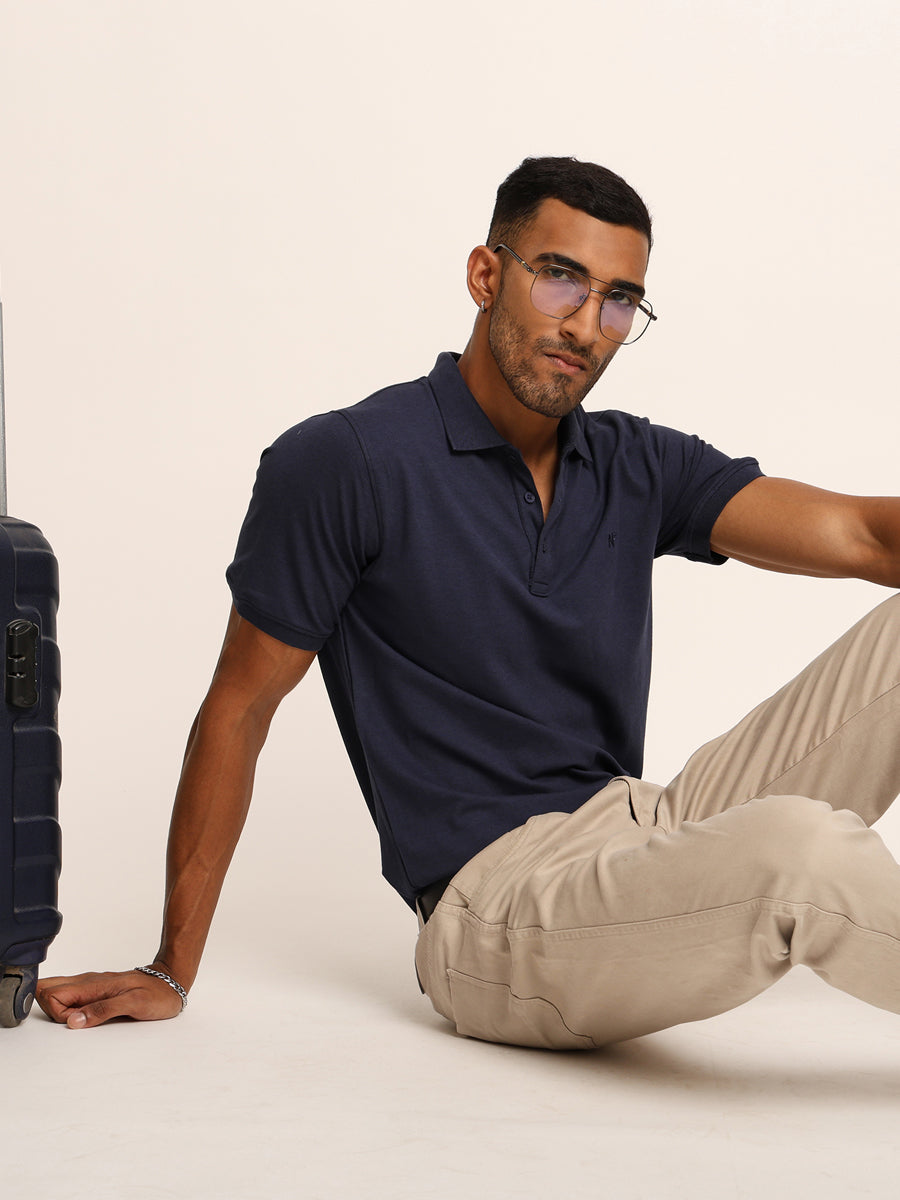Naturefab Men’s Organic Bamboo Polo Tshirt Mood Indigo