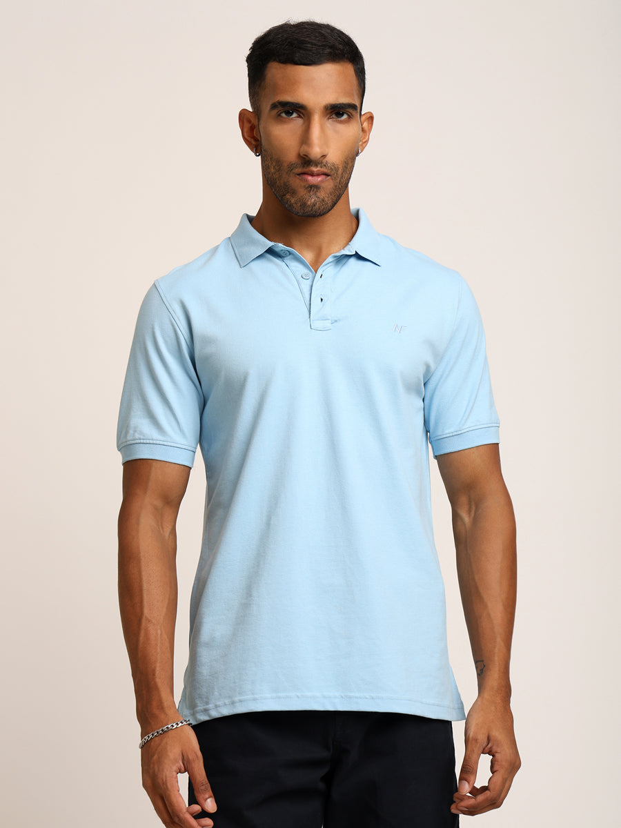 Naturefab Men’s Organic Bamboo Polo Tshirt Sky Blue