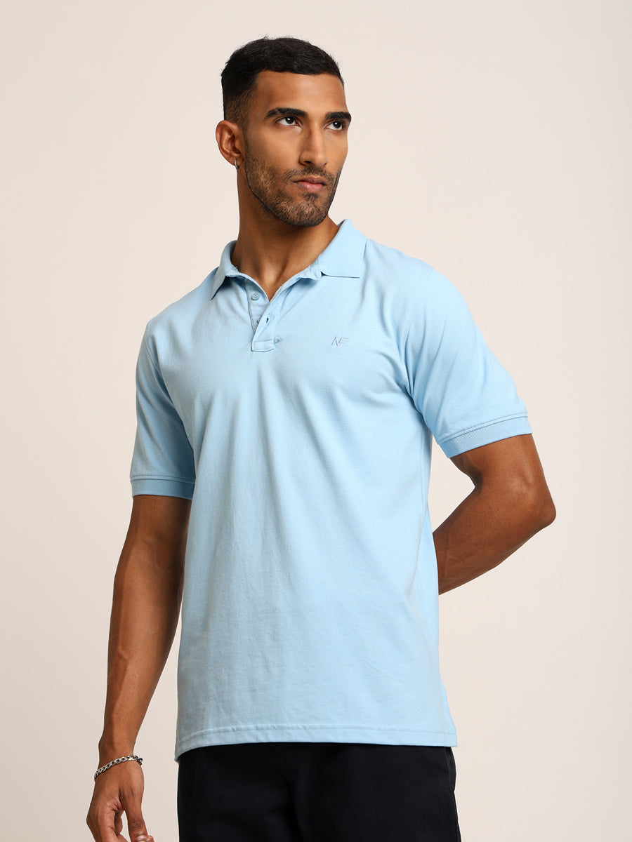 Naturefab Men’s Organic Bamboo Polo Tshirt Sky Blue