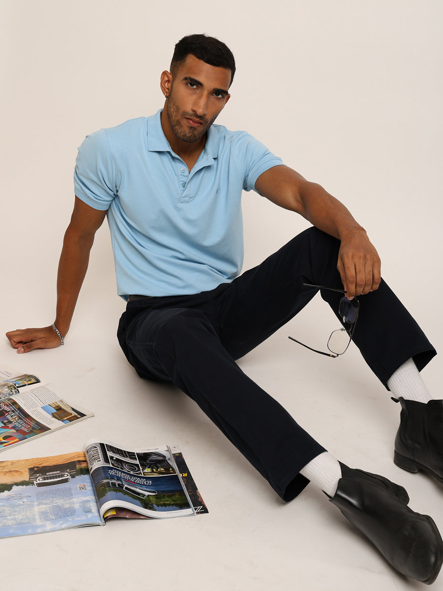 Naturefab Men’s Organic Bamboo Polo Tshirt Sky Blue