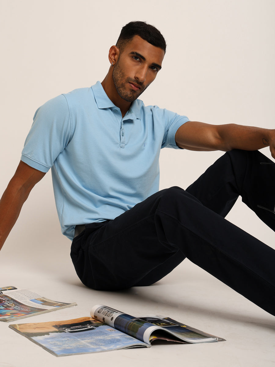 Naturefab Men’s Organic Bamboo Polo Tshirt Sky Blue