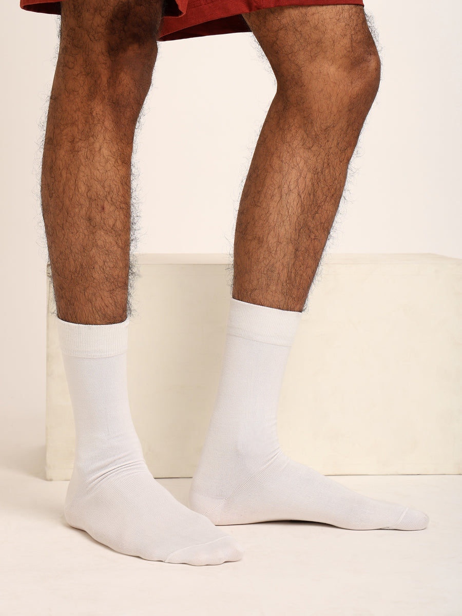 Naturefab Men's Bamboo Full Length socks White