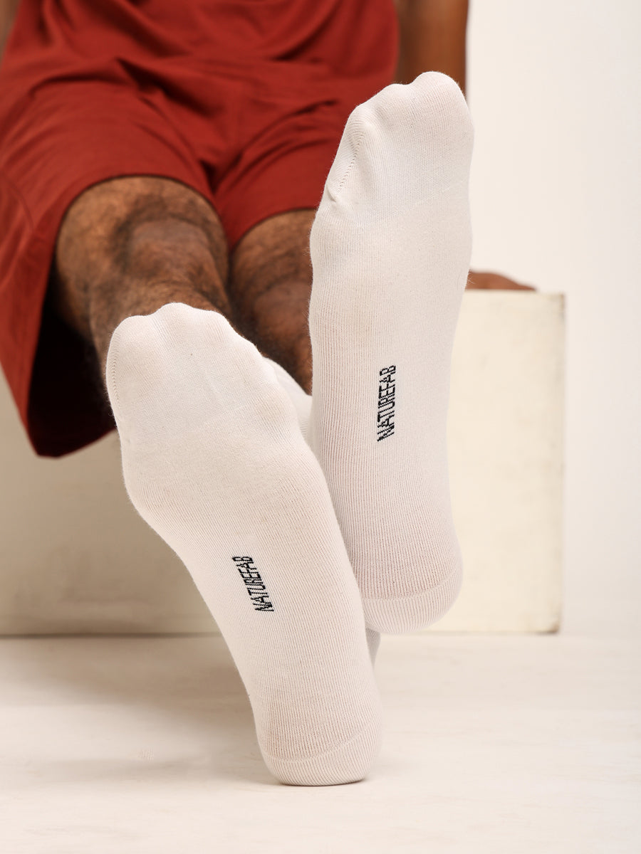 Naturefab Men's Bamboo Full Length socks White