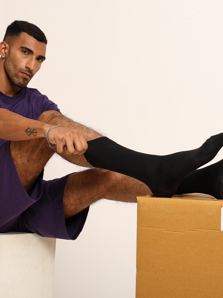 Naturefab Men's Bamboo Full Length socks Black