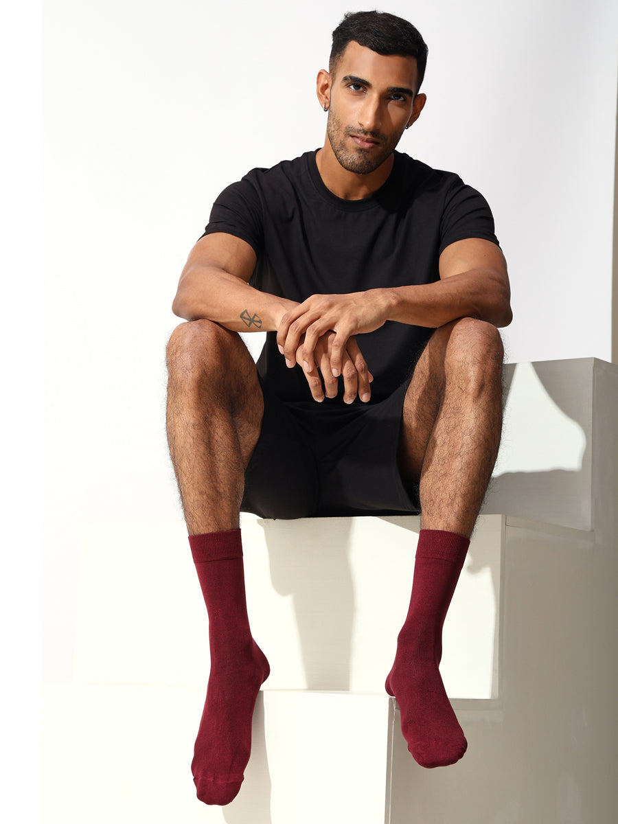Naturefab Men's Bamboo Full Length socks Wine