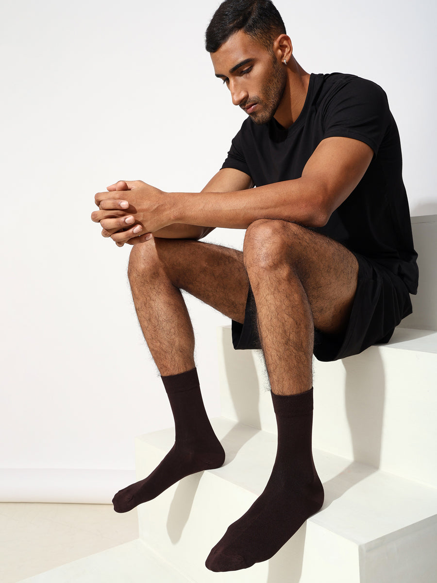 Naturefab Men's Bamboo Full Length socks Brown