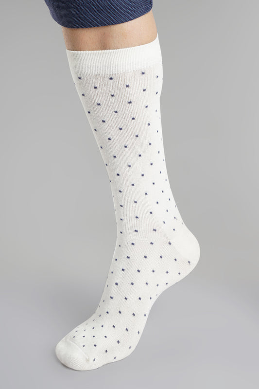 Naturefab Men's Bamboo Full Length socks Polka Dot White
