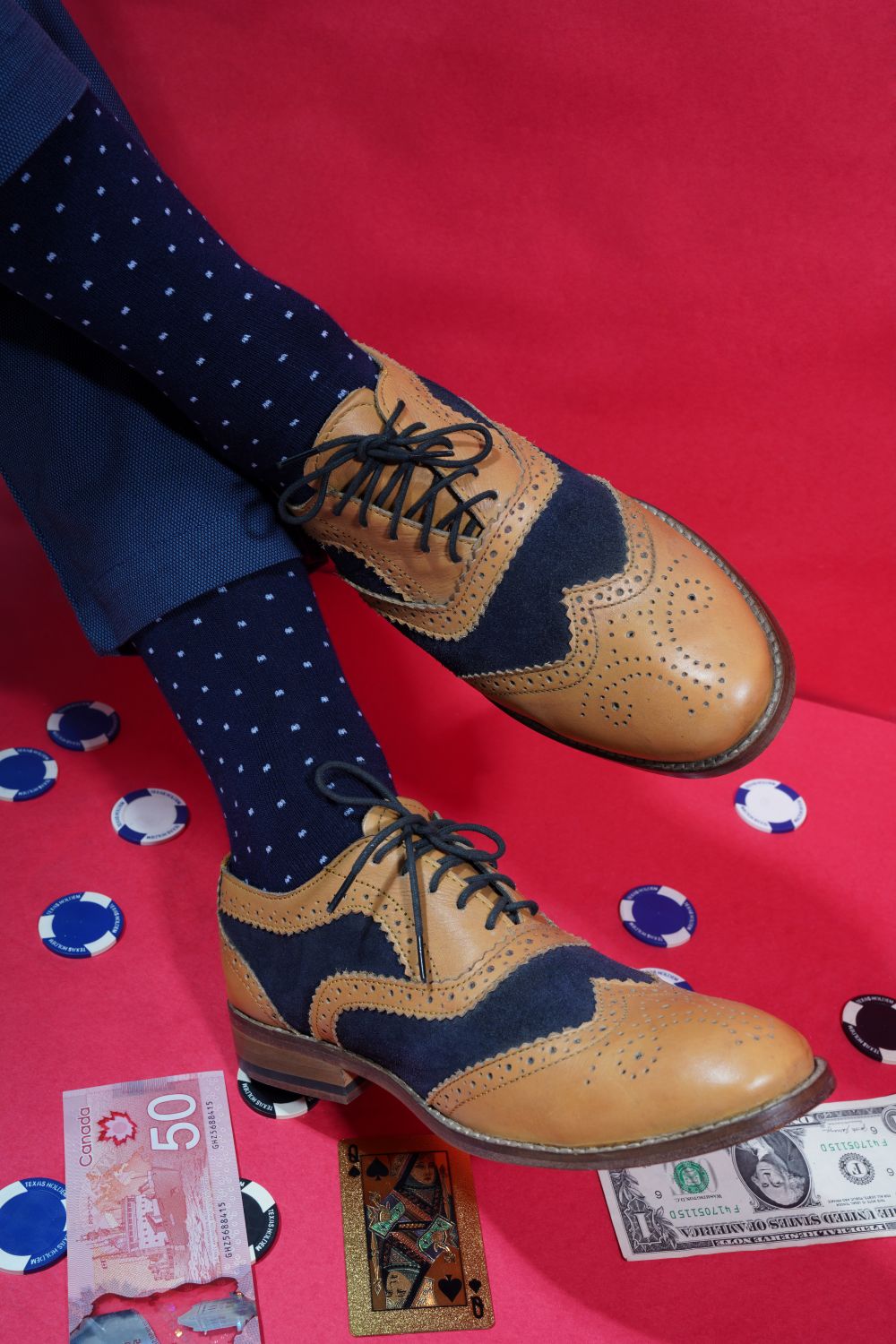 Naturefab Men's Bamboo Full Length socks Polka Dot Blue