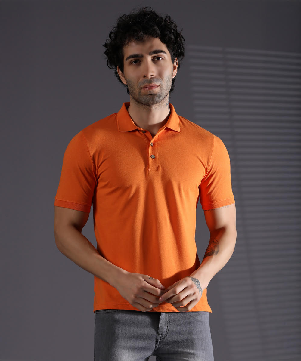 Naturefab Men’s Organic Bamboo Polo Tshirt Majestic Orange